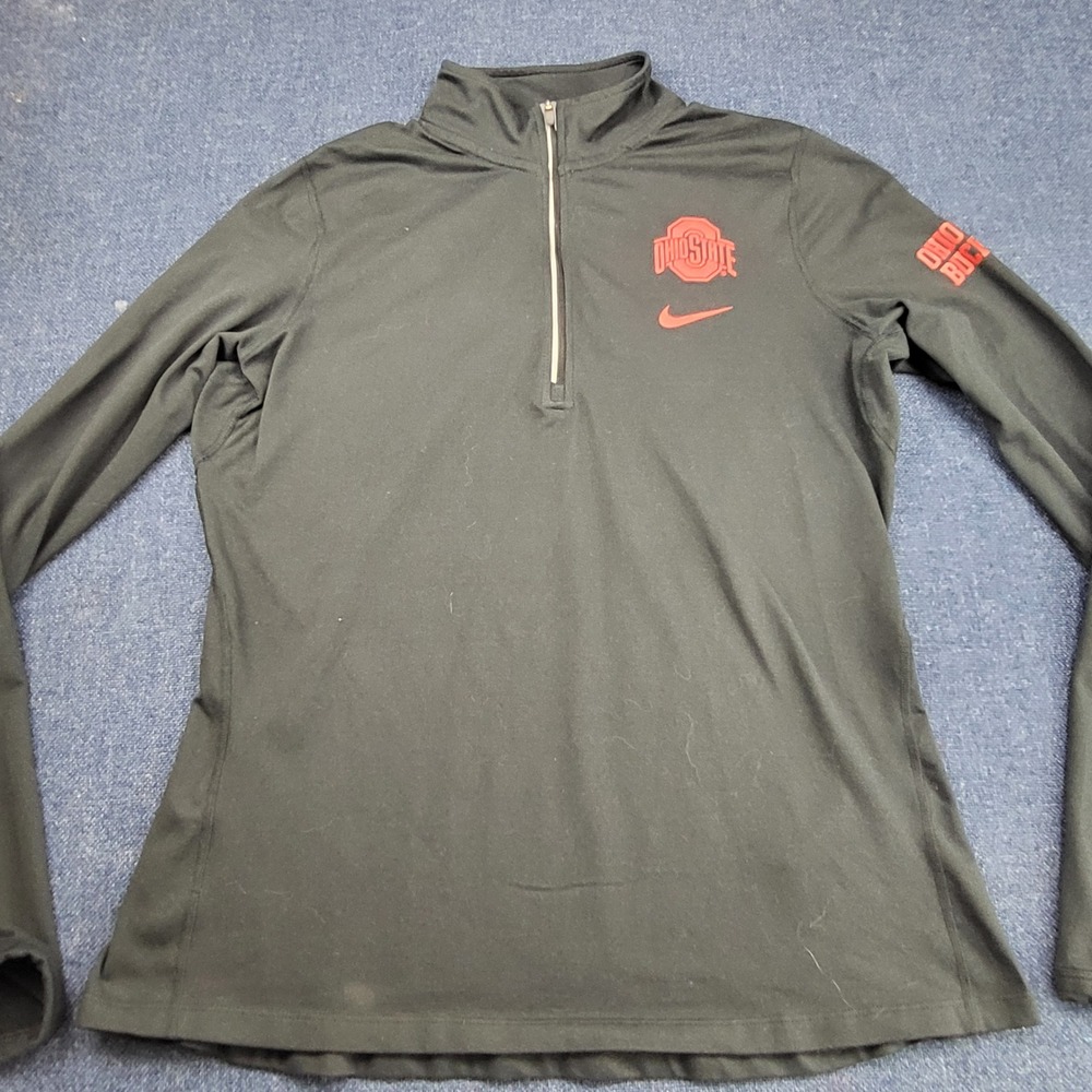 Nike Ohio State Buckeyes Dri-FIT Quarter Zip Pullover Black Womens Lg Activewear